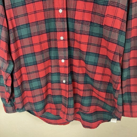 Vintage LL‎ Bean Shirt Men Medium Red Green Plaid Flannel Button Up USA 90s Y2K - Picture 3 of 8